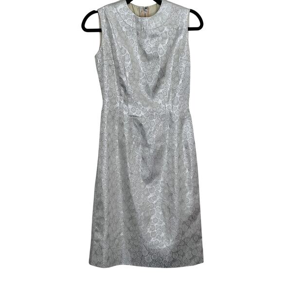 Vintage Silver Metallic starburst embossed back zip dress Monroe inspired - Picture 2 of 16